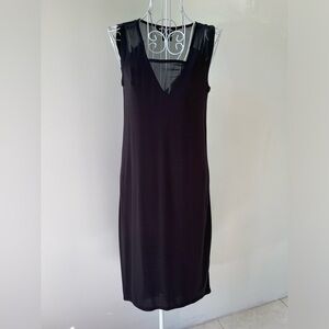 Armani Exchange mesh details sleeveless midi dress viscose blend slip black XS